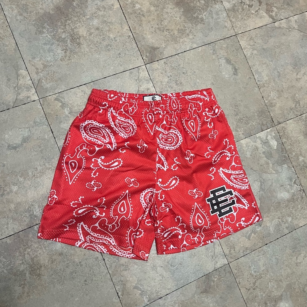 Eric Emanuel Red Bandana Print Shorts